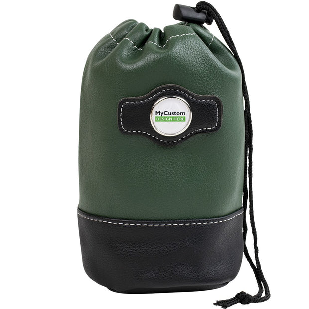 Synthetic leather drawstring pouch - Green