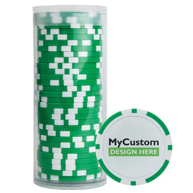 30 Green Poker Chips in Tube